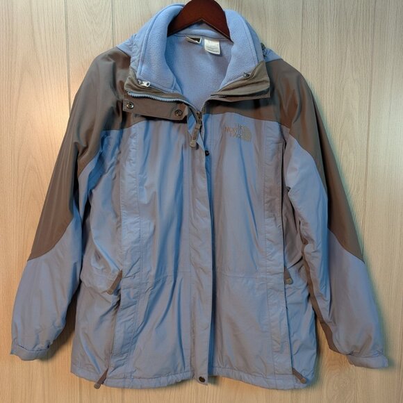 The North Face 2 in 1 HyVent Fleece Lined Hooded Jacket-Womens Large Blue Gray - Picture 1 of 6